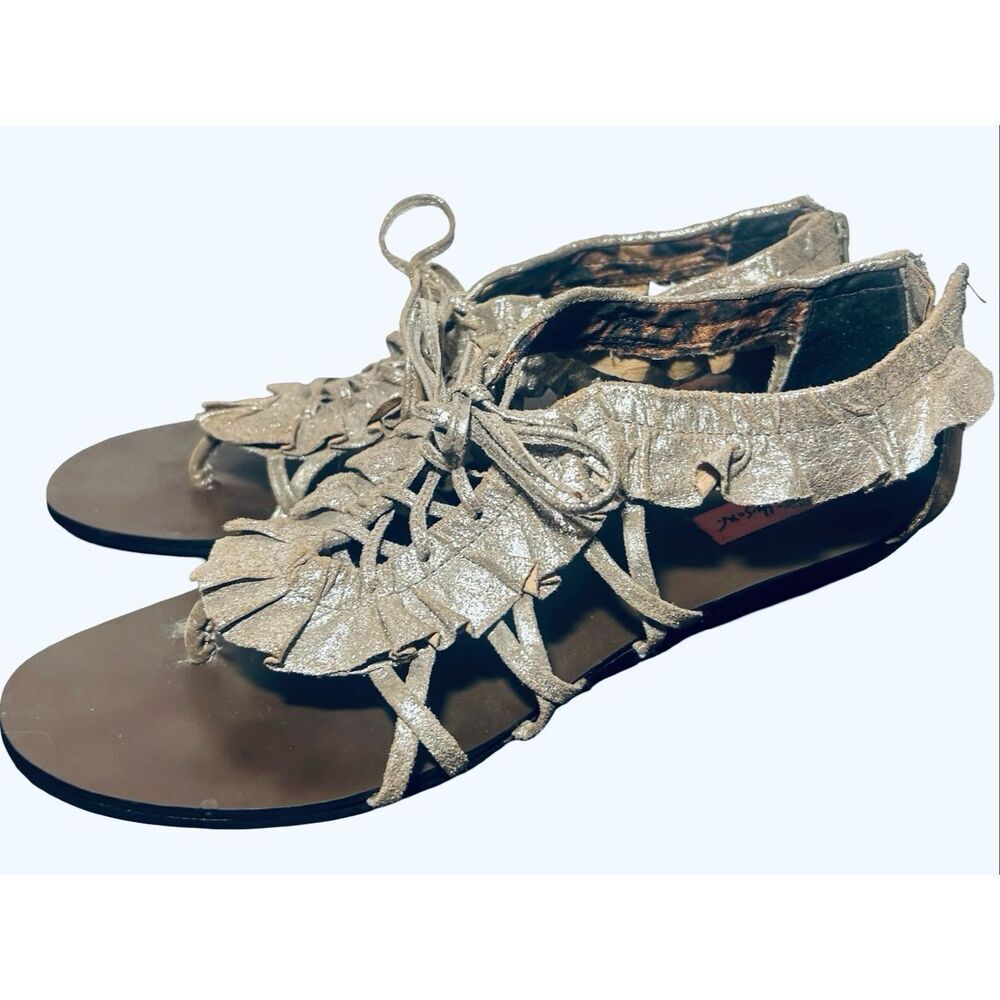 Betsey Johnson Gold Shimmer Ruffled Sandals